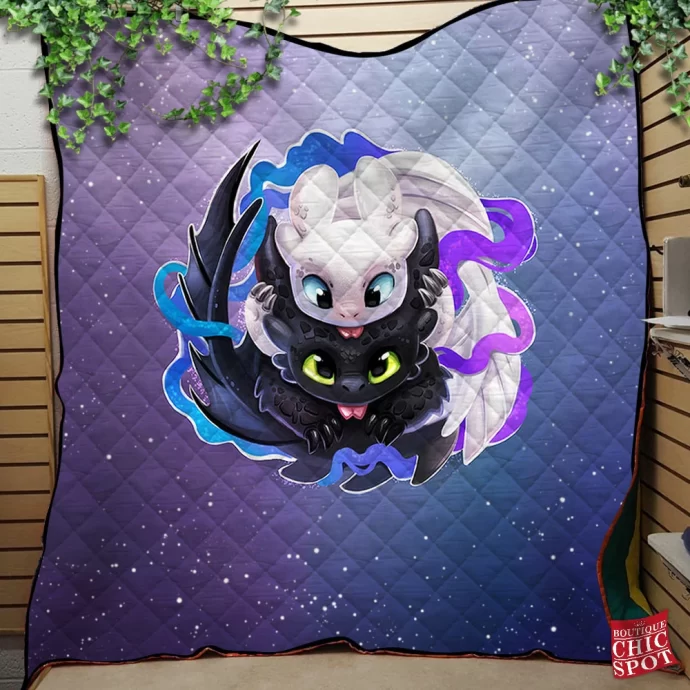 Night Light Fury Quilt Blanket