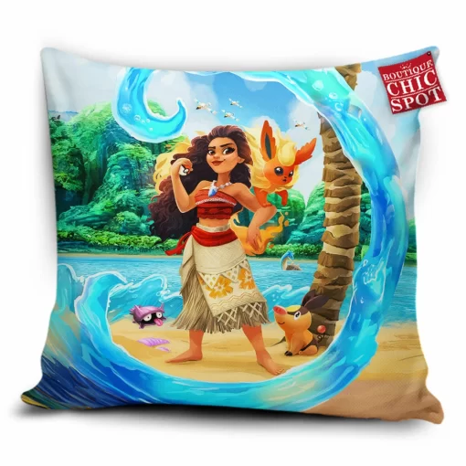 Moana And Flareon Pillow Cover