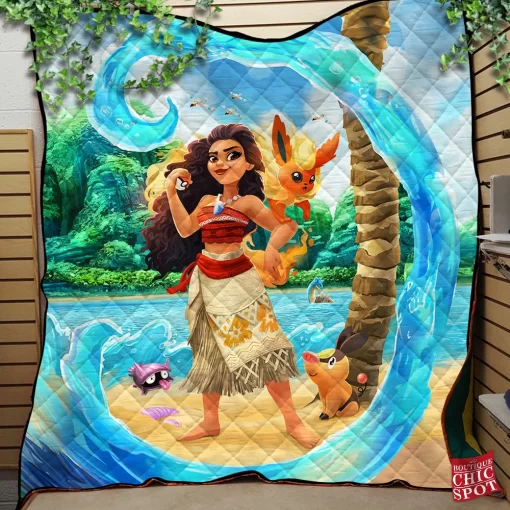 Moana And Flareon Quilt Blanket