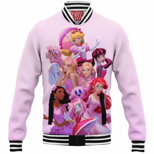 Pink Characters Disney Baseball Jacket