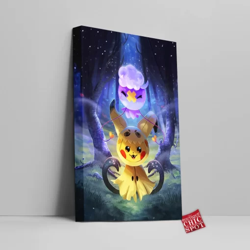Spooky Drifloon Pikachu Canvas Wall Art