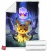 Spooky Drifloon And Pikachu Fleece Blanket