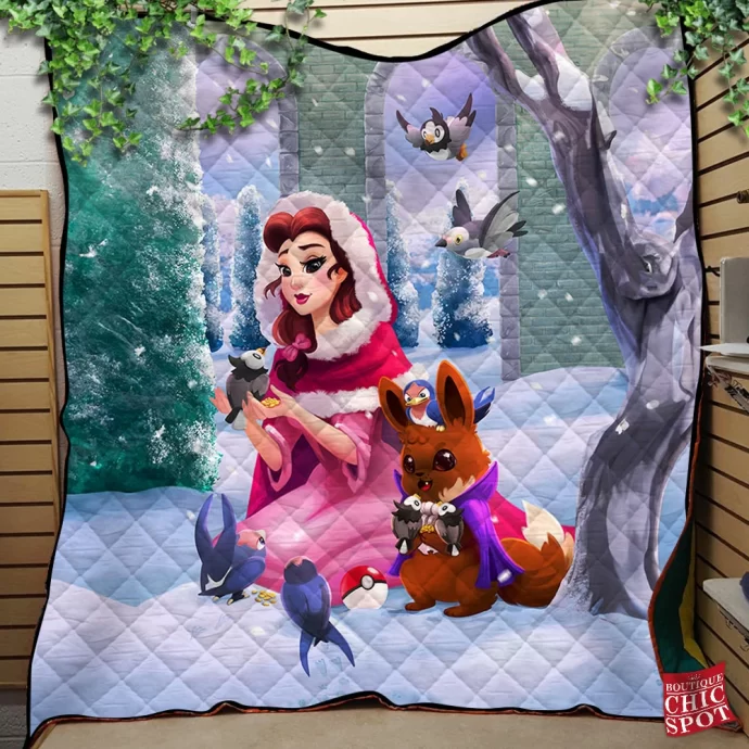 Belle And Eevee Quilt Blanket