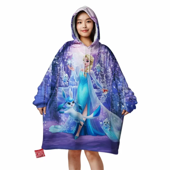 Elsa And Glaceon Blanket Hoodie