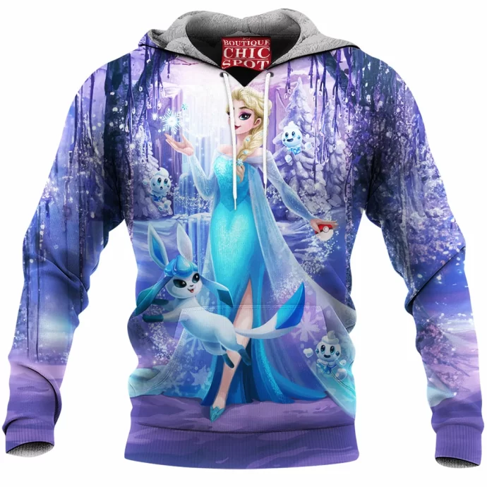 Elsa And Glaceon Fleece Hoodie