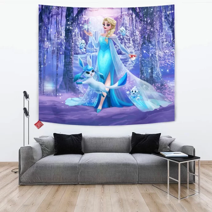 Elsa And Glaceon Tapestry