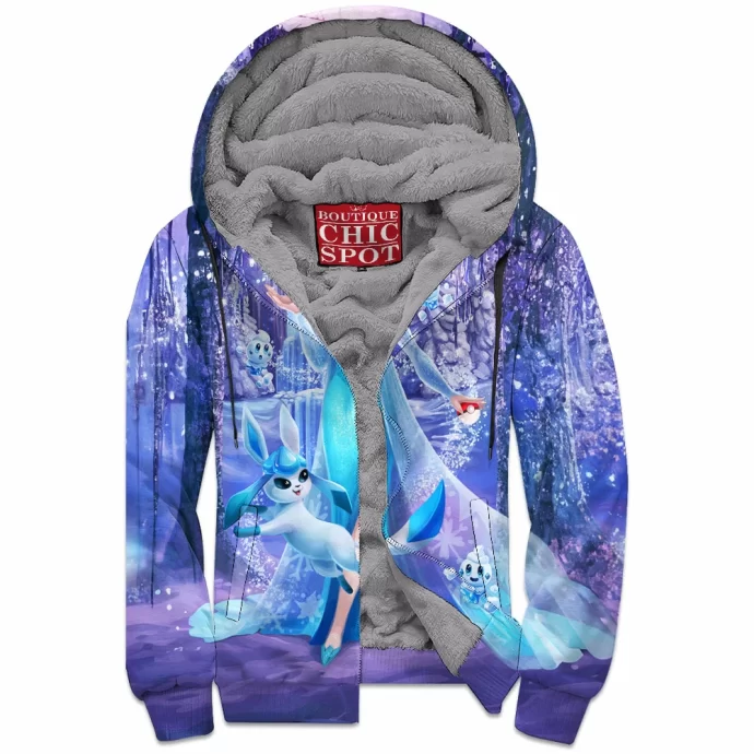 Elsa And Glaceon Zip Fleece Hoodie