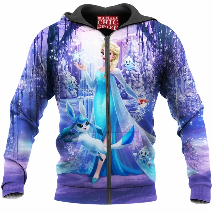 Elsa And Glaceon Zip Hoodie