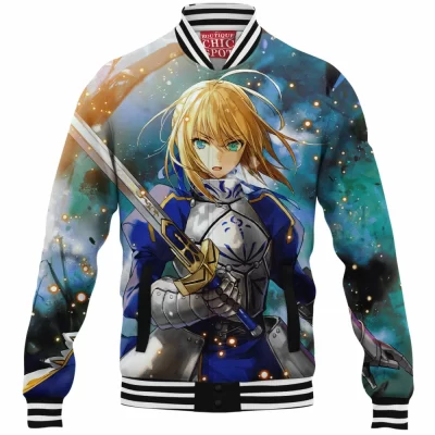 Anime Baseball-Jacket, Fate Stay Night Baseball-Jacket, Saber Baseball-Jacket