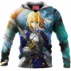 Anime Fleece-Hoodie, Fate Stay Night Fleece-Hoodie, Saber Fleece-Hoodie
