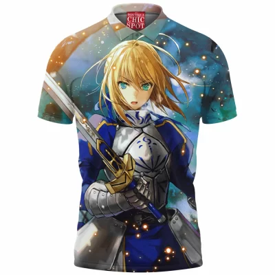 Anime Polo Shirt, Fate Stay Night Polo Shirt, Saber Polo Shirt