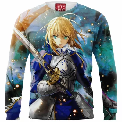 Saber Zip Sweatshirt, Fate Zip Sweatshirt, Anime Zip Sweatshirt