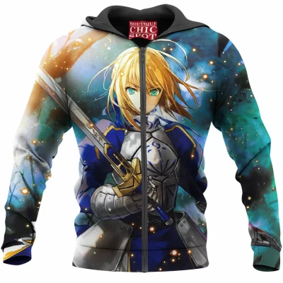 Anime Zip-Hoodie, Fate Stay Night Zip-Hoodie, Saber Zip-Hoodie