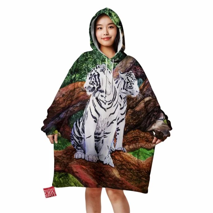 White Tiger Blanket Hoodie