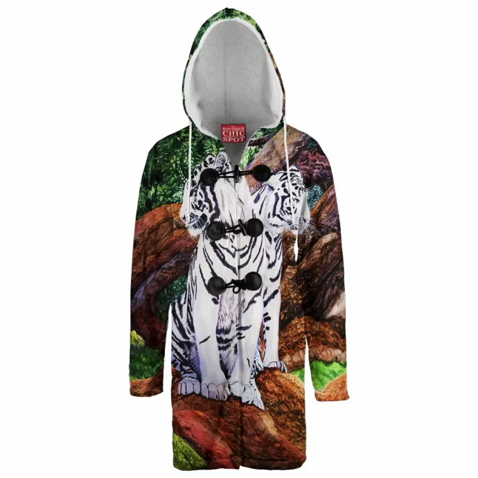 White Tiger Hooded Cloak Coat