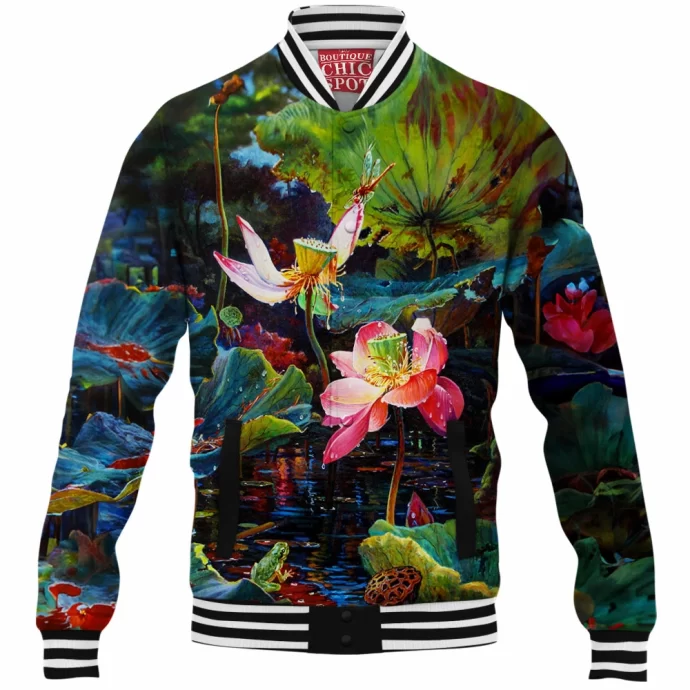 Lotus Pond After Rain Baseball Jacket