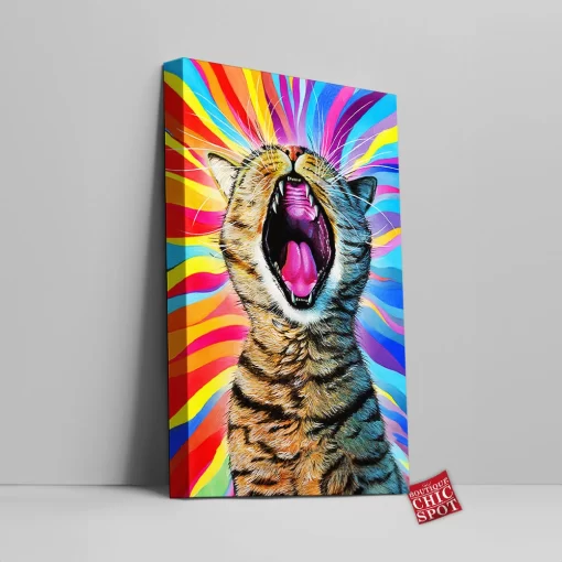 Yawn Cat Canvas Wall Art