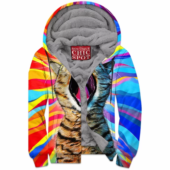 Yawn Cat Zip Fleece Hoodie