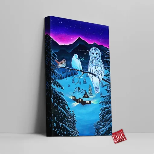 Winter Owl Canvas Wall Art