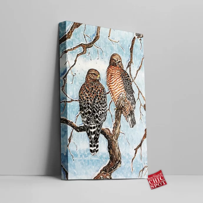 Red Shouldered Hawks Canvas Wall Art