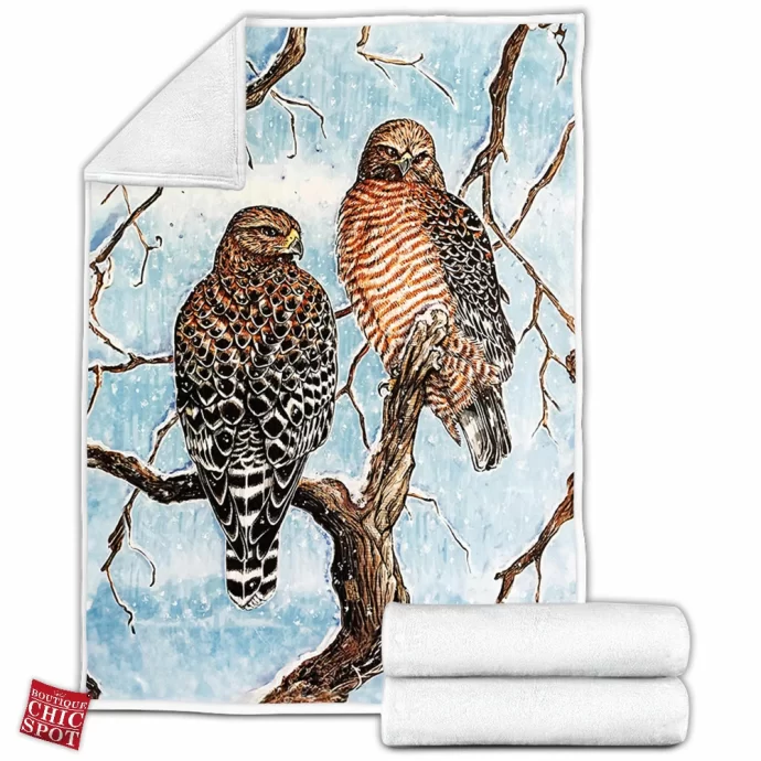 Red Shouldered Hawks Fleece Blanket