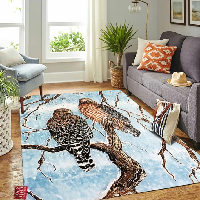 Red Shouldered Hawks Rectangle Rug