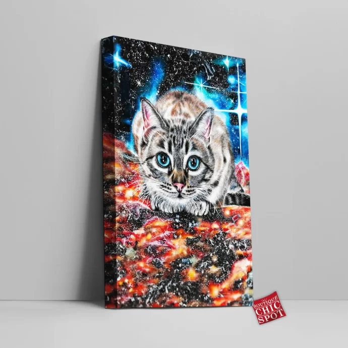 Space Cat Canvas Wall Art