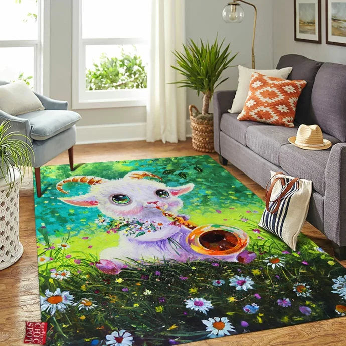 Cute Goat Rectangle Rug