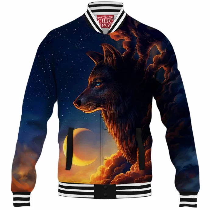 Night Guardian Wolf Baseball Jacket