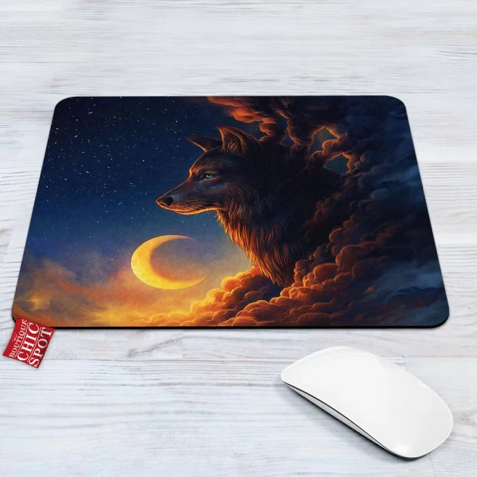 Night Guardian Wolf Mouse Pad