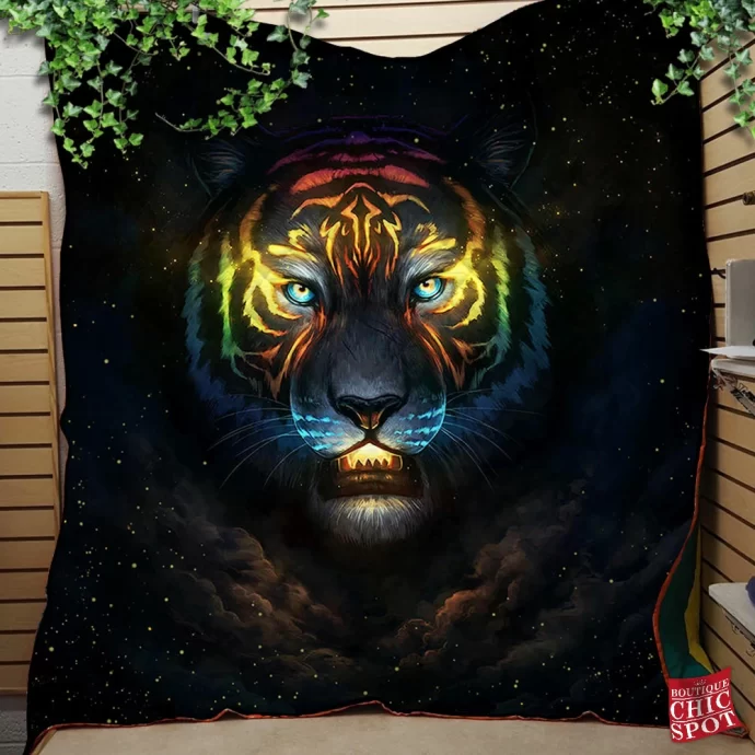 Galaxy Tiger Quilt Blanket