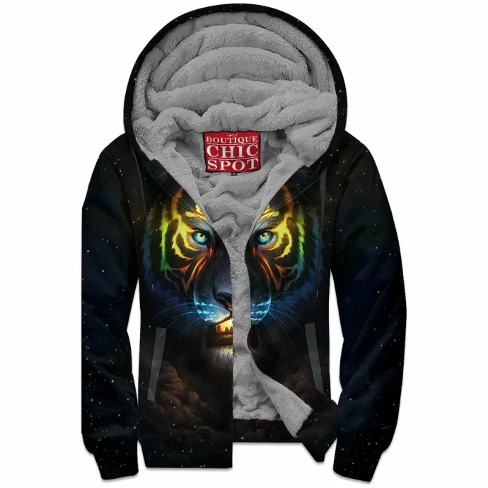 Galaxy Tiger Zip Fleece Hoodie