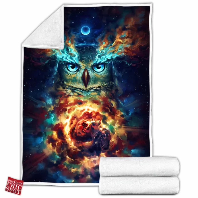 Galaxy Owl Fleece Blanket