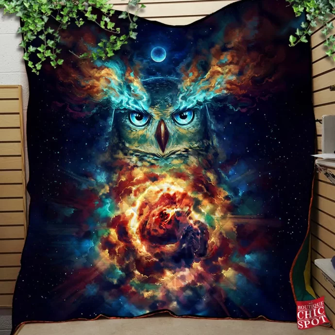 Galaxy Owl Quilt Blanket