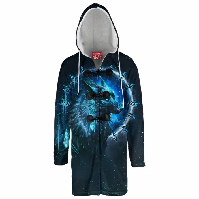 Black Wolf Hooded Cloak Coat