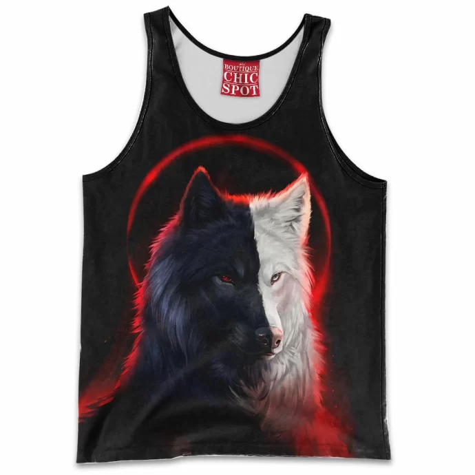 Black And White Wolf Tank Top