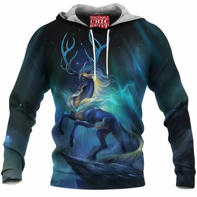 Aurora God Deer Fleece Hoodie