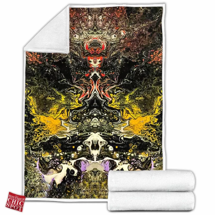 Psychedelic Rorschach Untitled Fleece Blanket