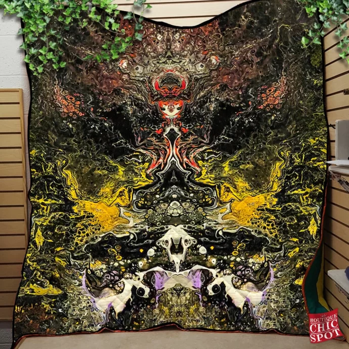 Psychedelic Rorschach Untitled Quilt Blanket