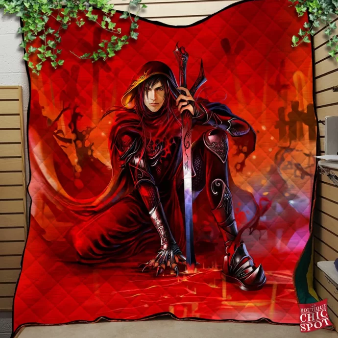 Red Dragon Knight Quilt Blanket