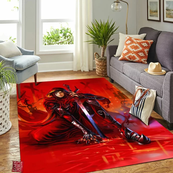 Red Dragon Knight Rectangle Rug