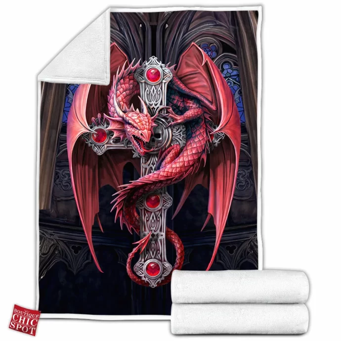 Gothic Dragon Fleece Blanket