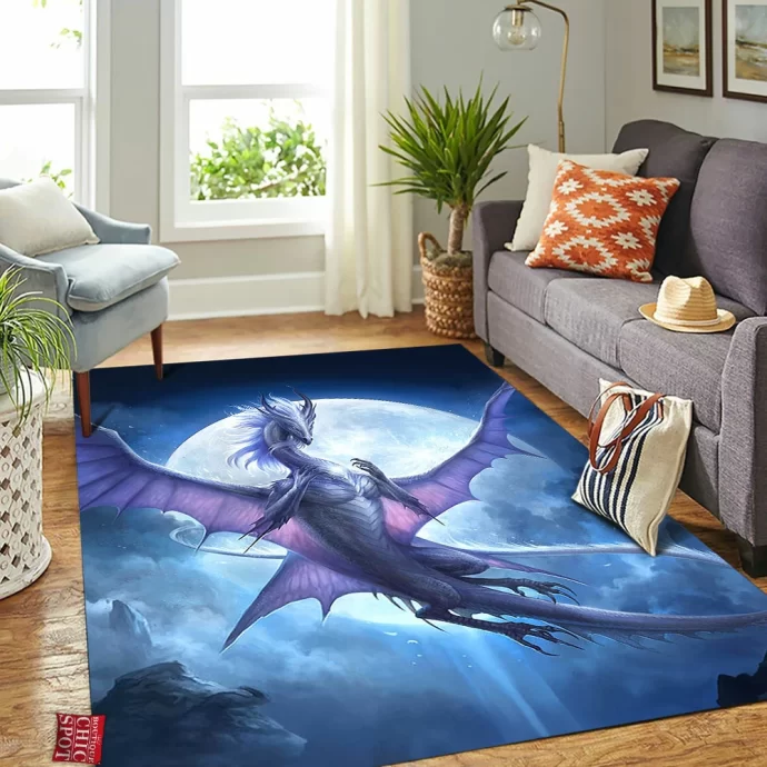 White Dragon Rectangle Rug