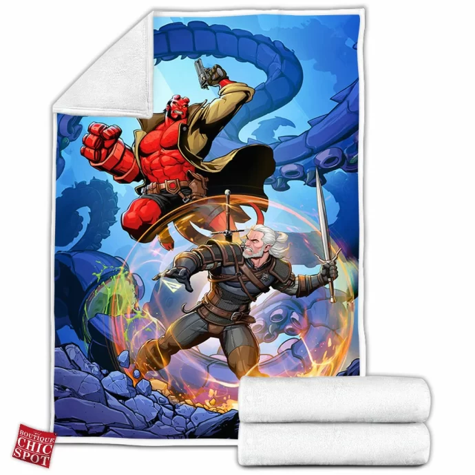 The Witcher Vs Hellboy Fleece Blanket