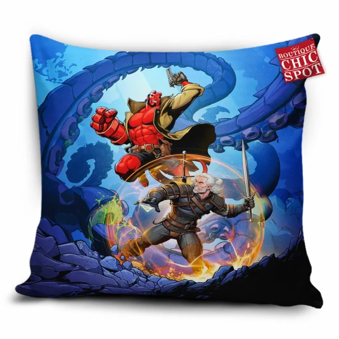 The Witcher Vs Hellboy Pillow Cover