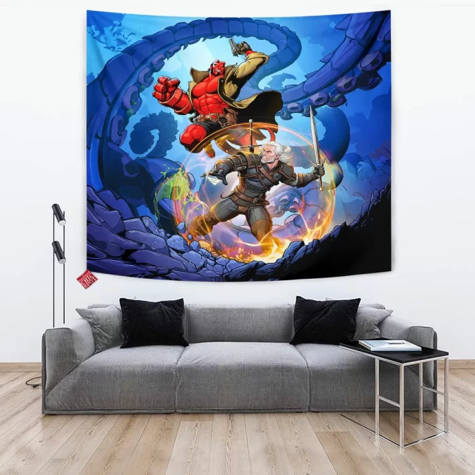 The Witcher Vs Hellboy Tapestry