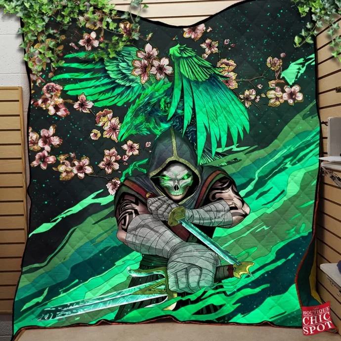 Ghostly Ninja Quilt Blanket