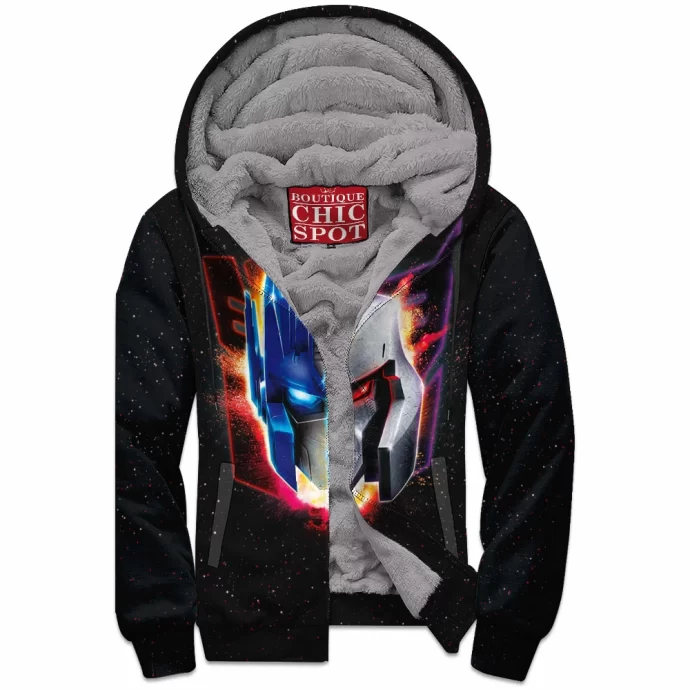 Optimus Prime Megatron Zip Fleece Hoodie