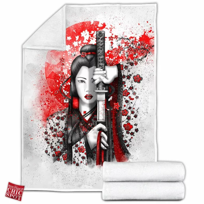 Beauty Samurai Fleece Blanket