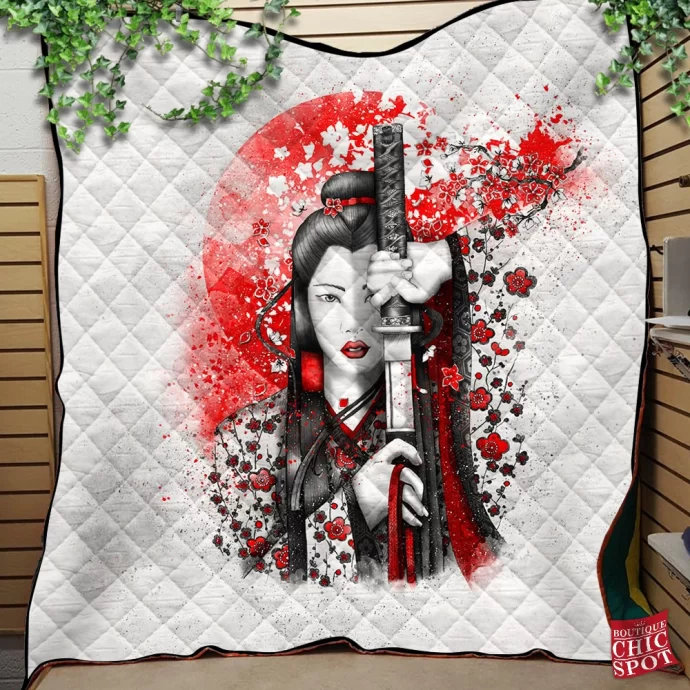 Beauty Samurai Quilt Blanket